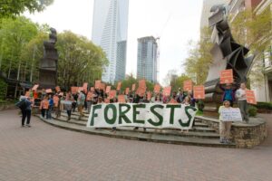 Hundreds rally in opposition at the International Bioenergy Conference in Charlotte, North Carolina.